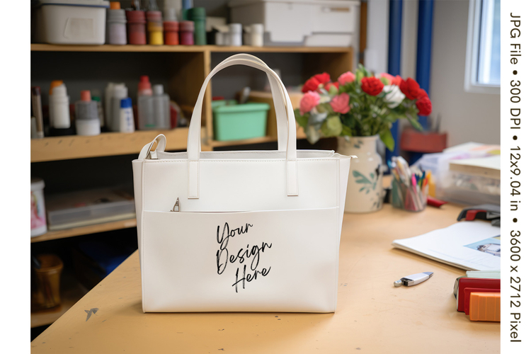 Canvas Tote Bag Mockup Shopping Bag White Natural Blank_213