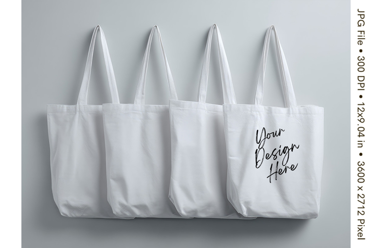 Canvas Tote Bag Mockup Shopping Bag White Natural Blank_256