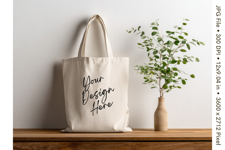 Canvas Tote Bag Mockup Shopping Bag White Natural Blank_3