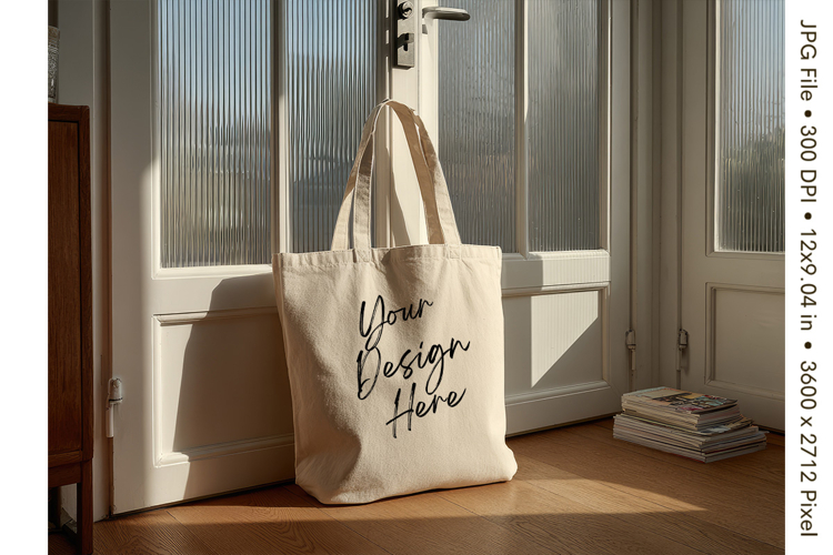 Canvas Tote Bag Mockup Shopping Bag White Natural Blank_74