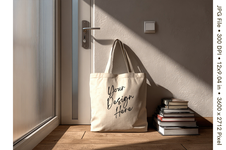 Canvas Tote Bag Mockup Shopping Bag White Natural Blank_75