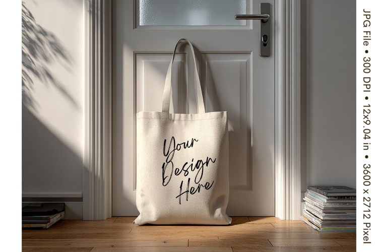 Canvas Tote Bag Mockup Shopping Bag White Natural Blank_76