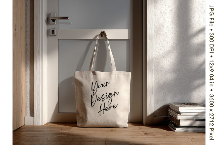 Canvas Tote Bag Mockup Shopping Bag White Natural Blank_77