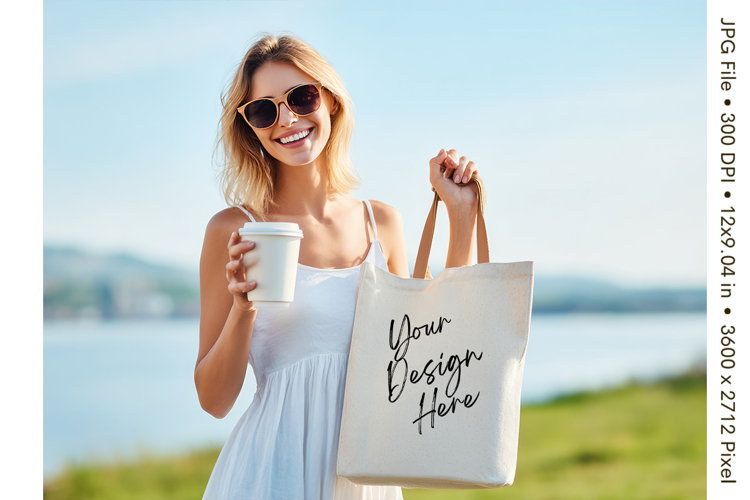 Canvas Tote Bag Mockup Shopping Bag White Natural Blank_82