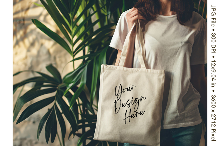 Canvas Tote Bag Mockup Shopping Bag White Natural Blank_84