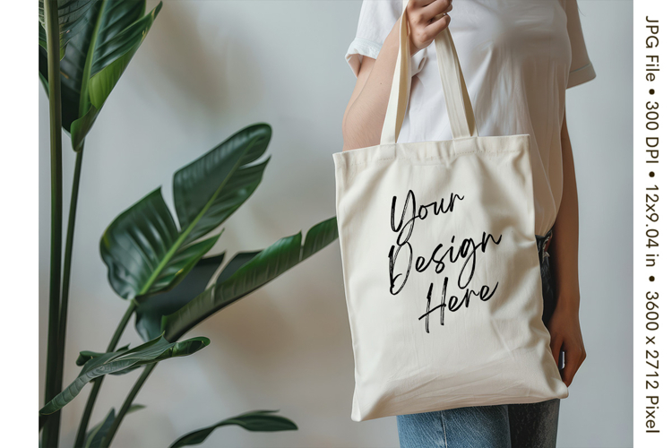 Canvas Tote Bag Mockup Shopping Bag White Natural Blank_85