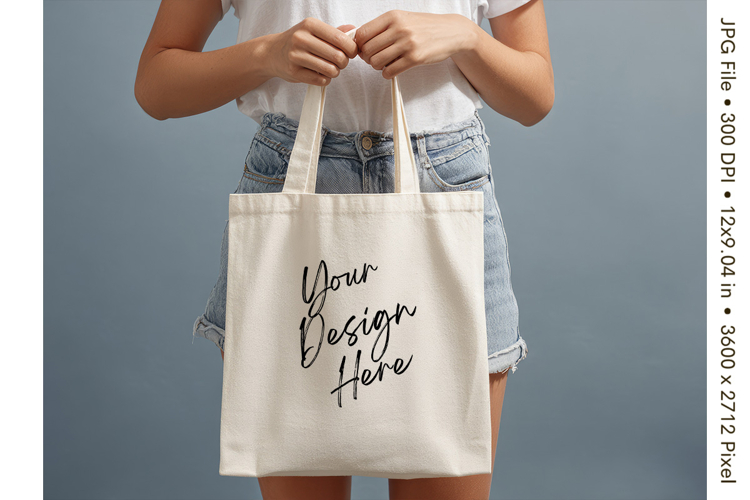 Canvas Tote Bag Mockup Shopping Bag White Natural Blank_94
