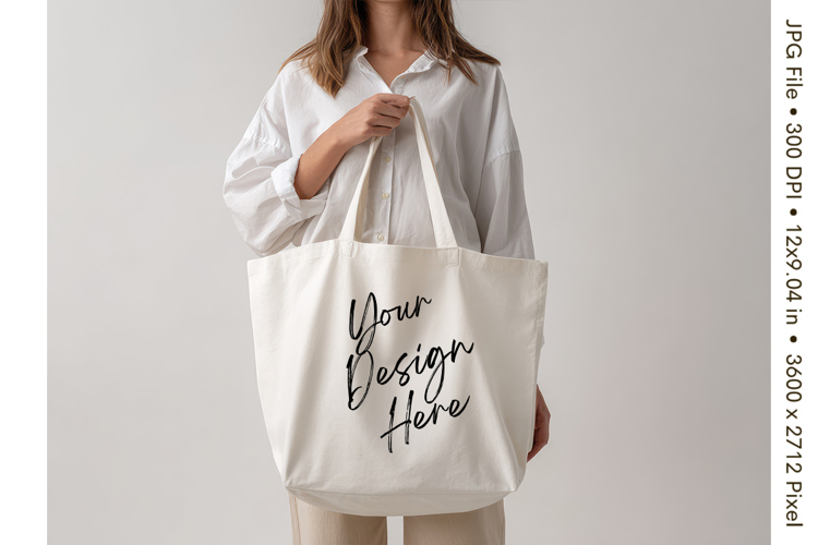 Canvas Tote Bag Mockup Shopping Bag White Natural Blank_96