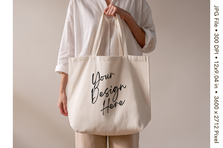 Canvas Tote Bag Mockup Shopping Bag White Natural Blank_97