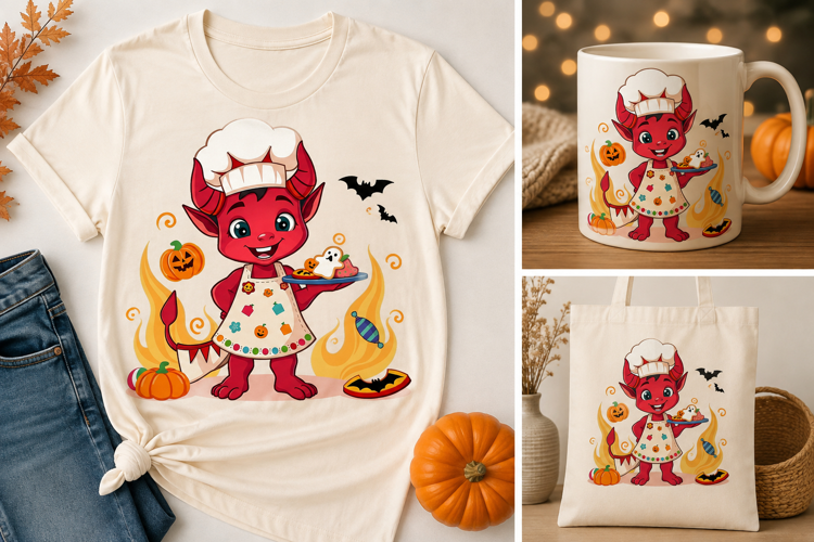 Halloween Demon Baker PNG | Cute Devil Chef Spooky Design