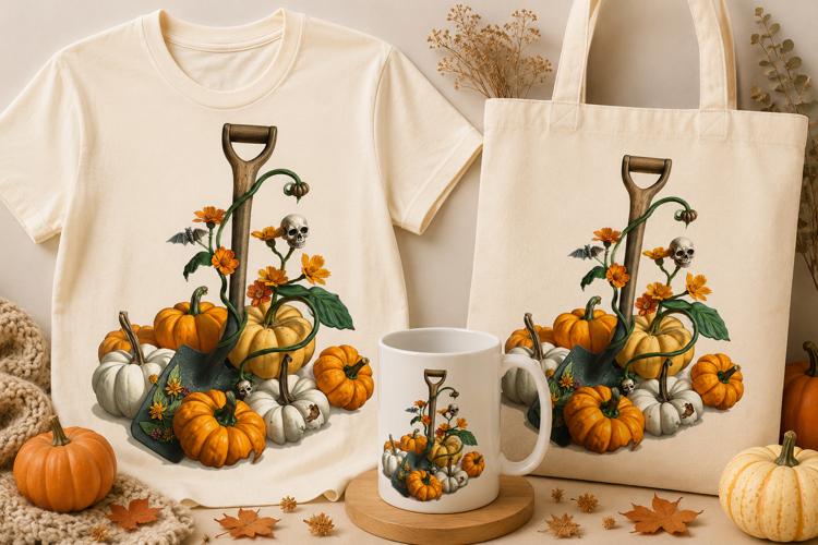 Halloween Pumpkin Garden PNG | Spooky Fall Gardening Design