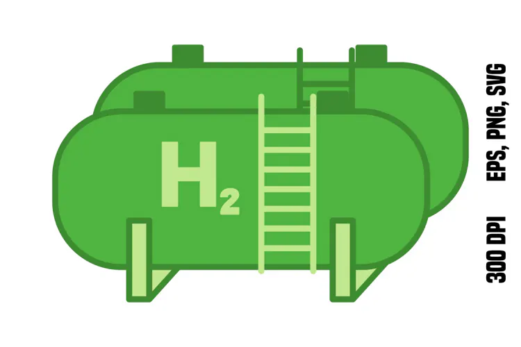 Green Hydrogen Storage Tank Icon