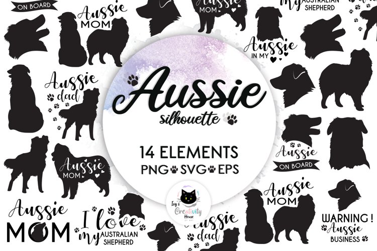 Dog Silhouette, Dog Breeds, Dog Svg, Aussie, Dog Mom Svg example image 1