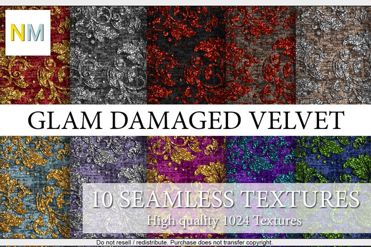 Glam Damaged Velvet 10 Seamless Fabric Textures
