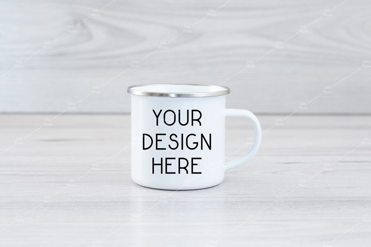 Mug Mockup Blank White Enamel Coffee Cup Camp example image 1