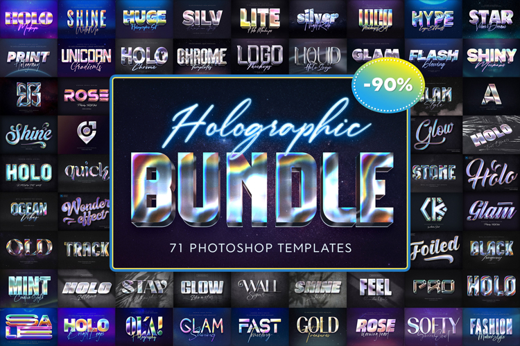 Holographic Text Logo Effects Bundle