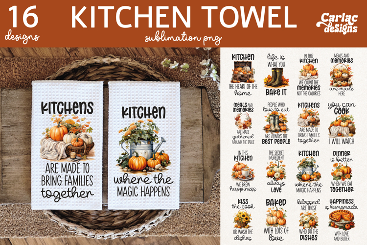 Fall Kitchen Towel Sublimation, Farmhouse Kitchen Towel
