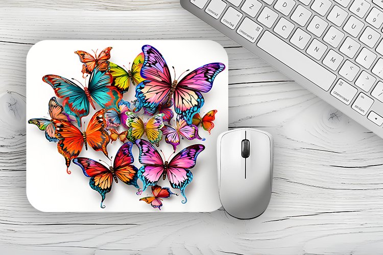 Colorful Butterflies Mousepad Sublimation Design, Animal Mou