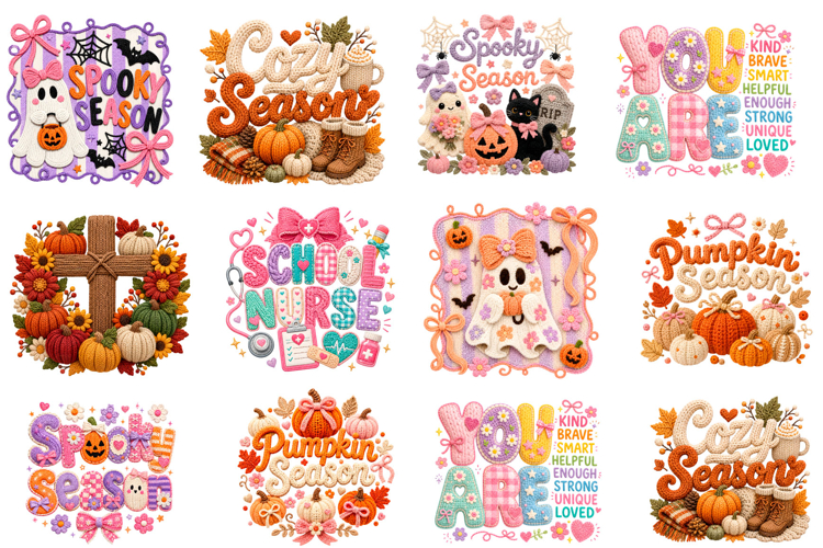 Faux Yarn Fall Halloween & Nurse Png example image 1