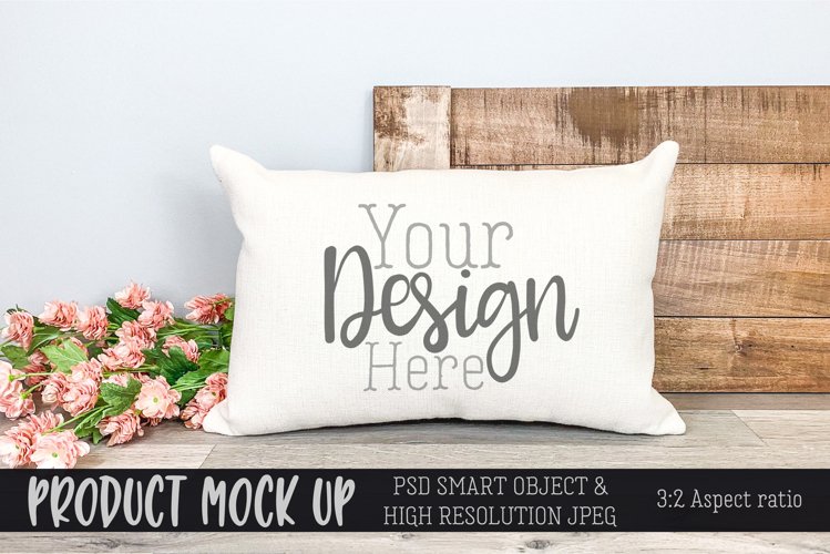 Farmhouse rectangle cushion MOCK UP | PSD & JPG example image 1