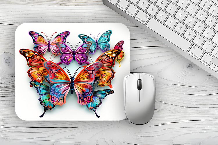 Colorful Butterflies Mousepad Sublimation Design, Animal Mou