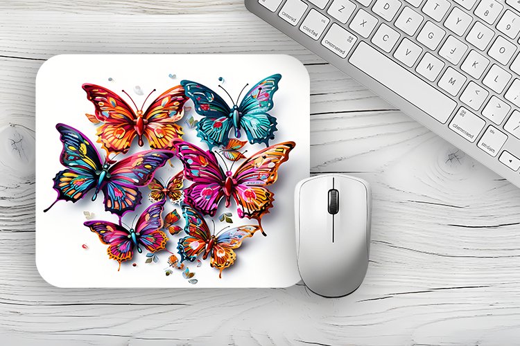 Colorful Butterflies Mousepad Sublimation Design, Animal Mou