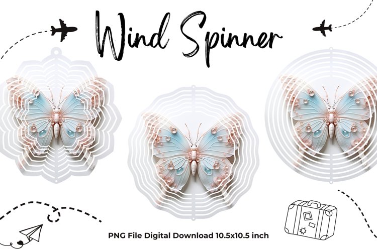 Butterfly Flower Wind Spinner Template Butterfly Sublimation example image 1