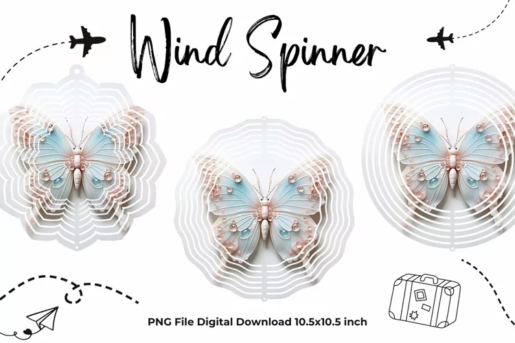 Butterfly Flower Wind Spinner Template Butterfly Sublimation