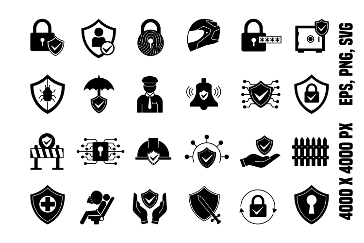 Black Protection Icon Set