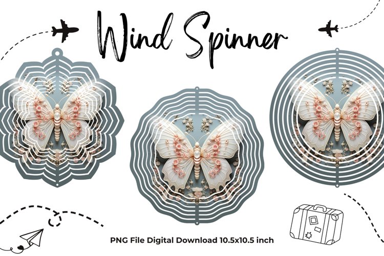 Butterfly Flower Wind Spinner Template Butterfly Sublimation example image 1