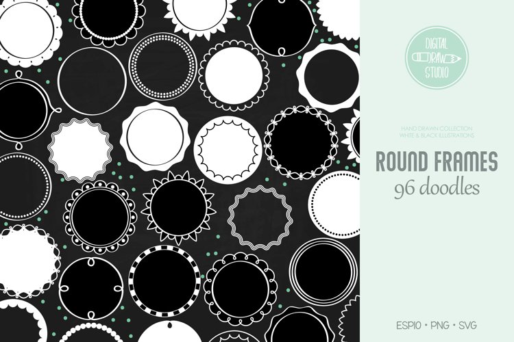 Round Frames White | Hand Drawn Border & Decorative Label example image 1