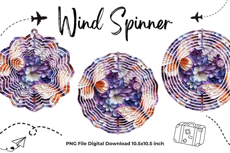 Butterfly Flower Wind Spinner Template Butterfly Sublimation example image 1