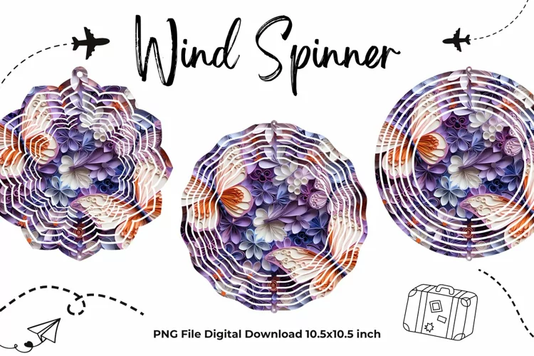 Butterfly Flower Wind Spinner Template Butterfly Sublimation