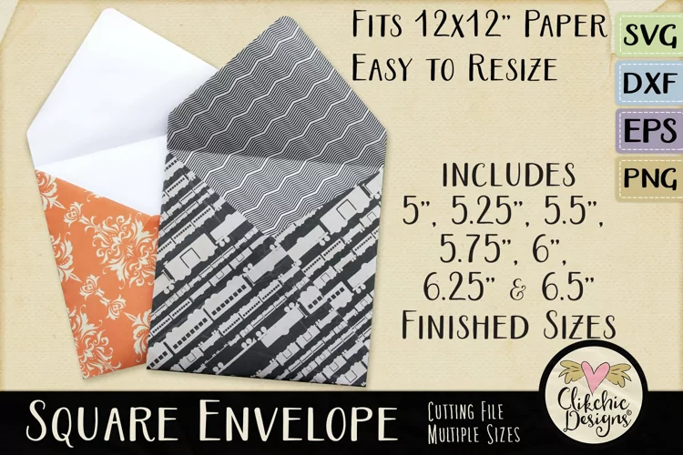 Square Envelope SVG - Square Envelope Cutting File Template