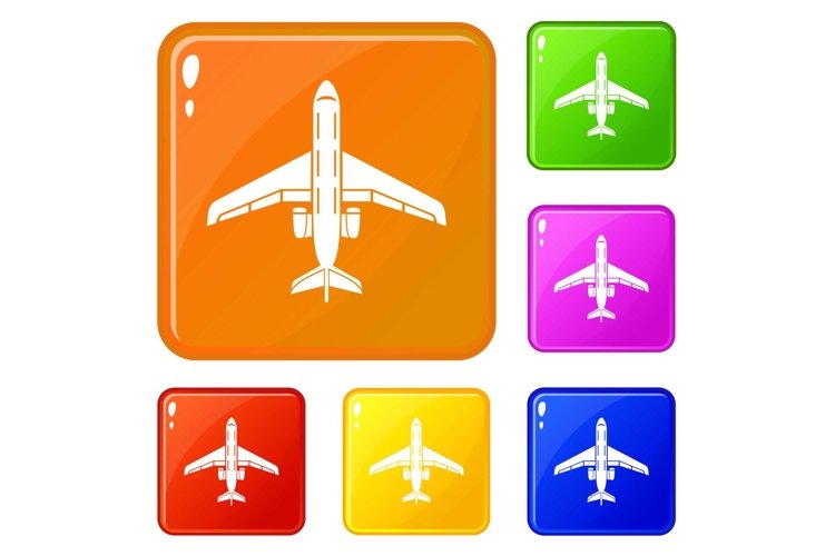 Passenger plane icons set vector color example image 1
