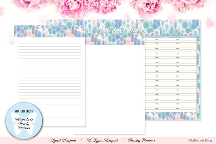 Winter Forest Digital Notepads and Hourly Planner example image 1