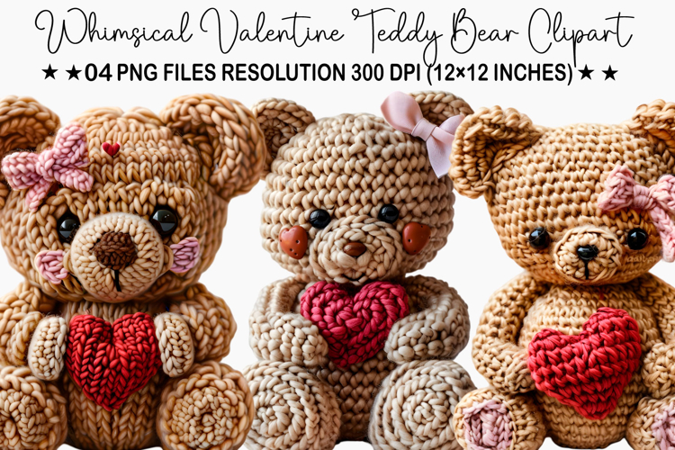Whimsical Valentine Teddy Bear Clipart