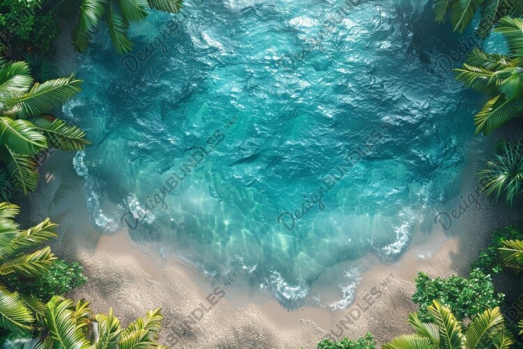 Aerial view turquoise ocean. Summer background. High photo example image 1