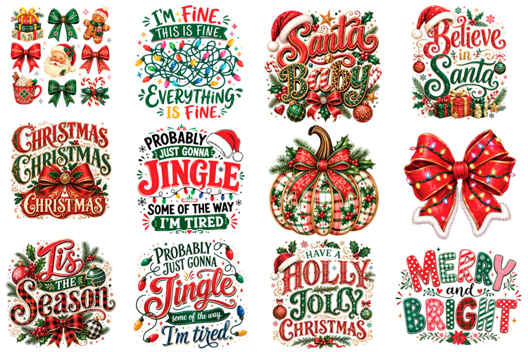 Retro Christmas Sublimation Design Png example image 1