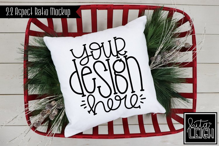Christmas Stick Pillow Mock-up | Stylized Stock Photo example image 1