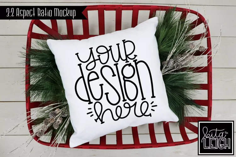 Christmas Stick Pillow Mock-up | Stylized Stock Photo