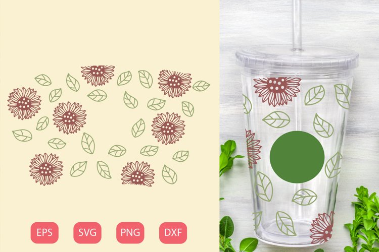 Sunflower seamless cold cup| SVG example image 1