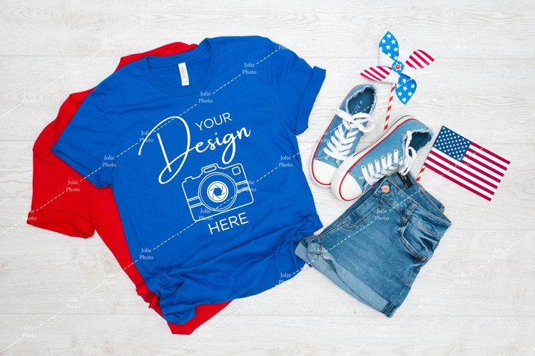 4th of July Mockup Bella Canvas 3001 True Royal T-shirt