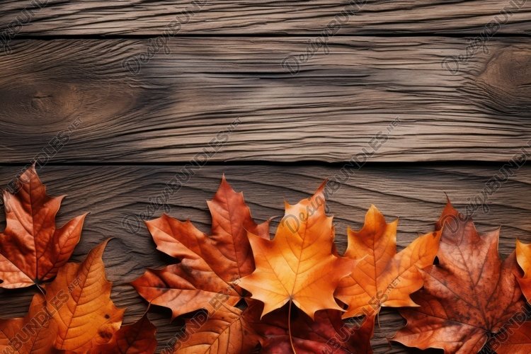 Autumn leaves over wooden Background Wallpaper
