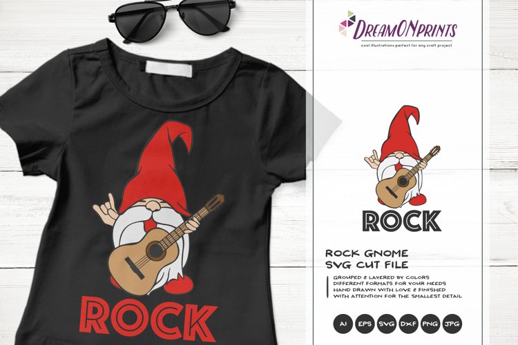 Rock Gnome SVG | Rock and Roll SVG| Guitar SVG