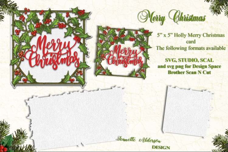 Holly Merry Christmas Card cutting file example image 1