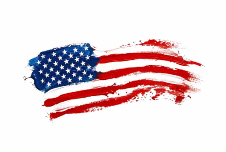 brush paint stroke of USA flag theme