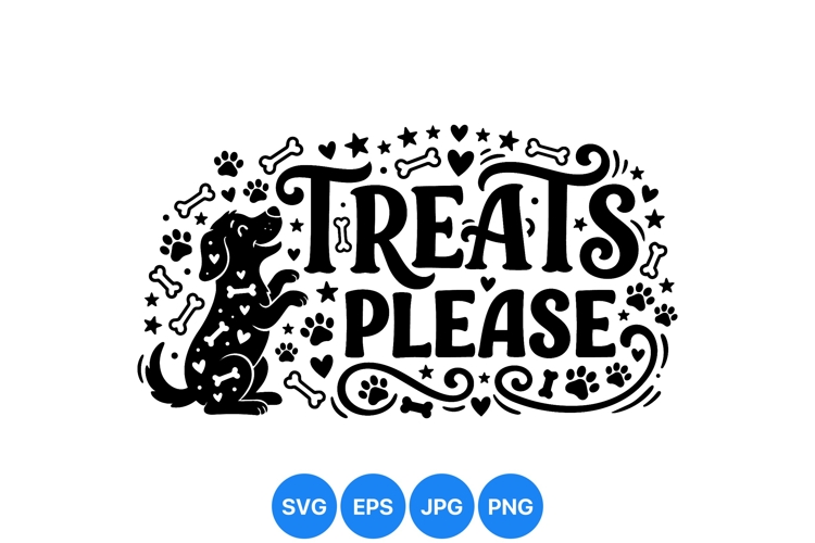 Playful Dog Treat Clipart with Paw and Bone