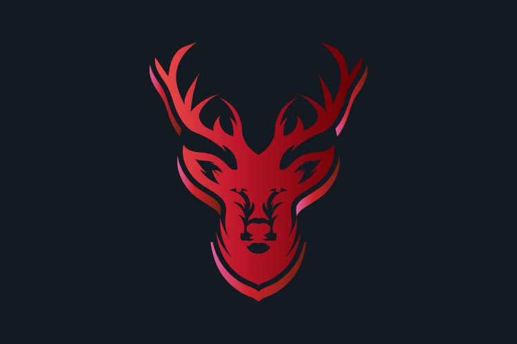 Red deer face vector logo template - Eps 10 example image 1