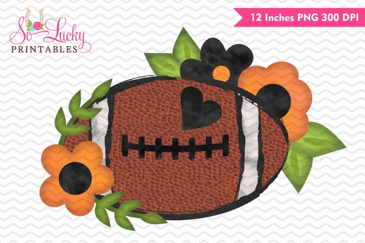 Football orange and grey flowers sublimation design